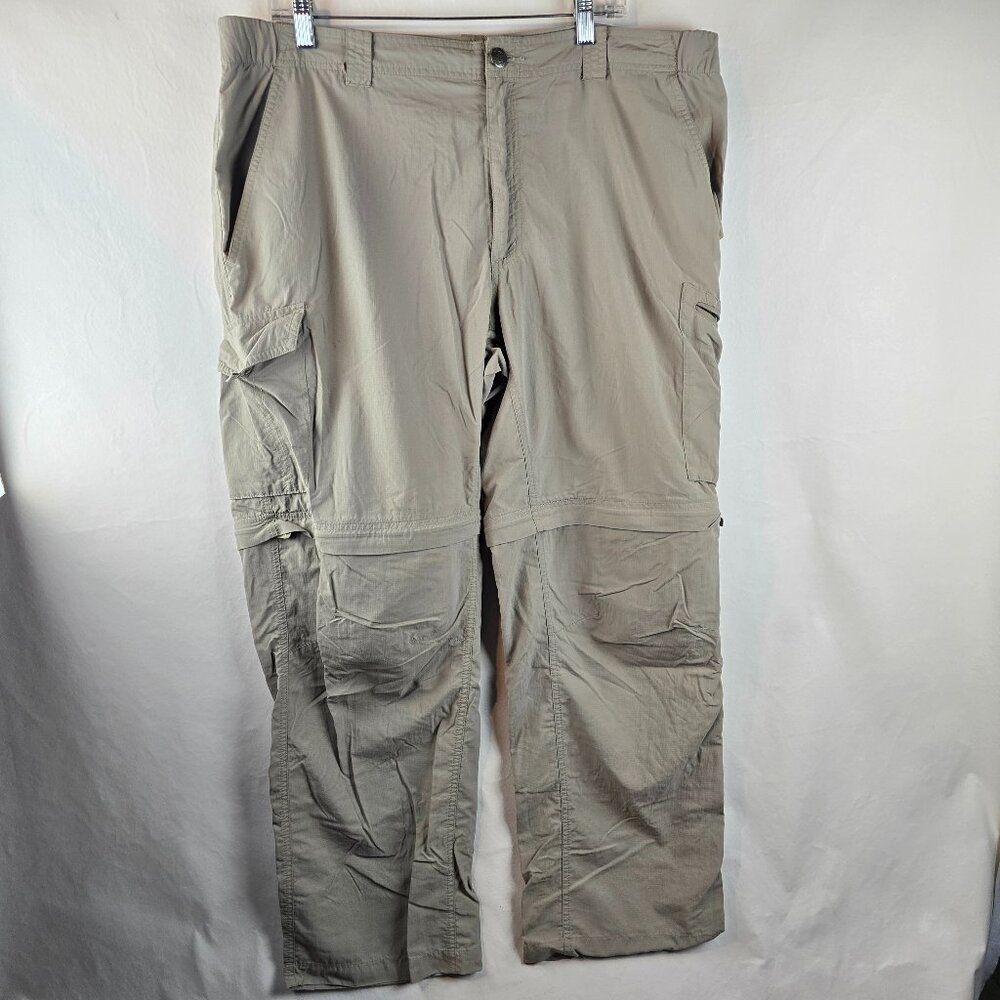Columbia Cargo Pants Men 40x30 Beige Convertible Omnishade Sun Protection Hiking